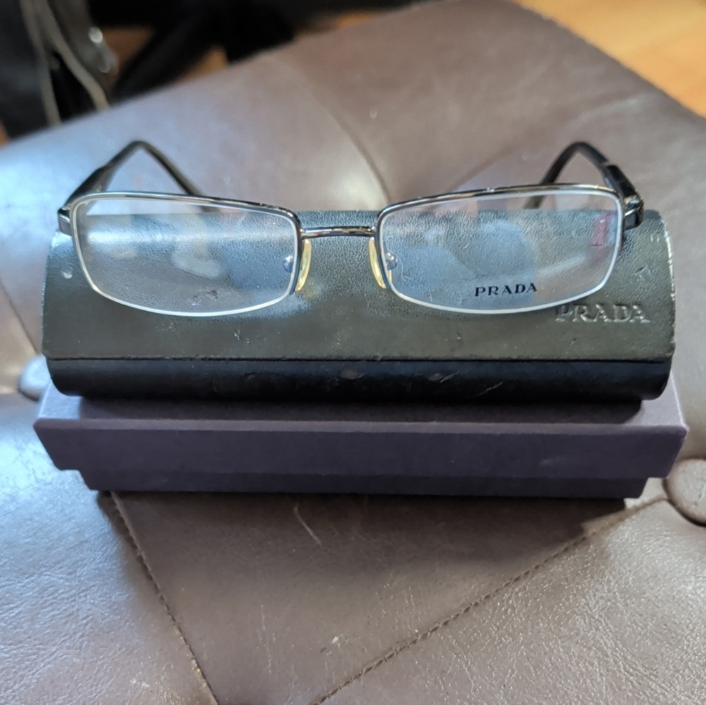 Prada Rimless Rectangular Eyeglasses in Gold and … - image 8